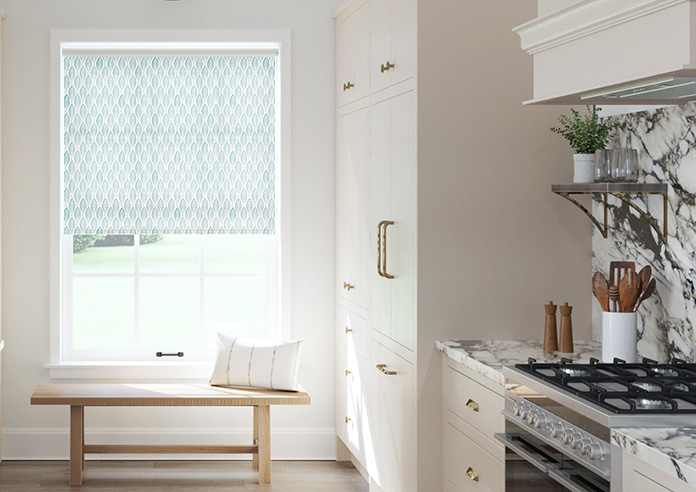 Leafy Print, Robin Blue - Twist&Fit Roller Blind - Image 3